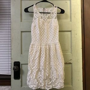 A patterned white dress